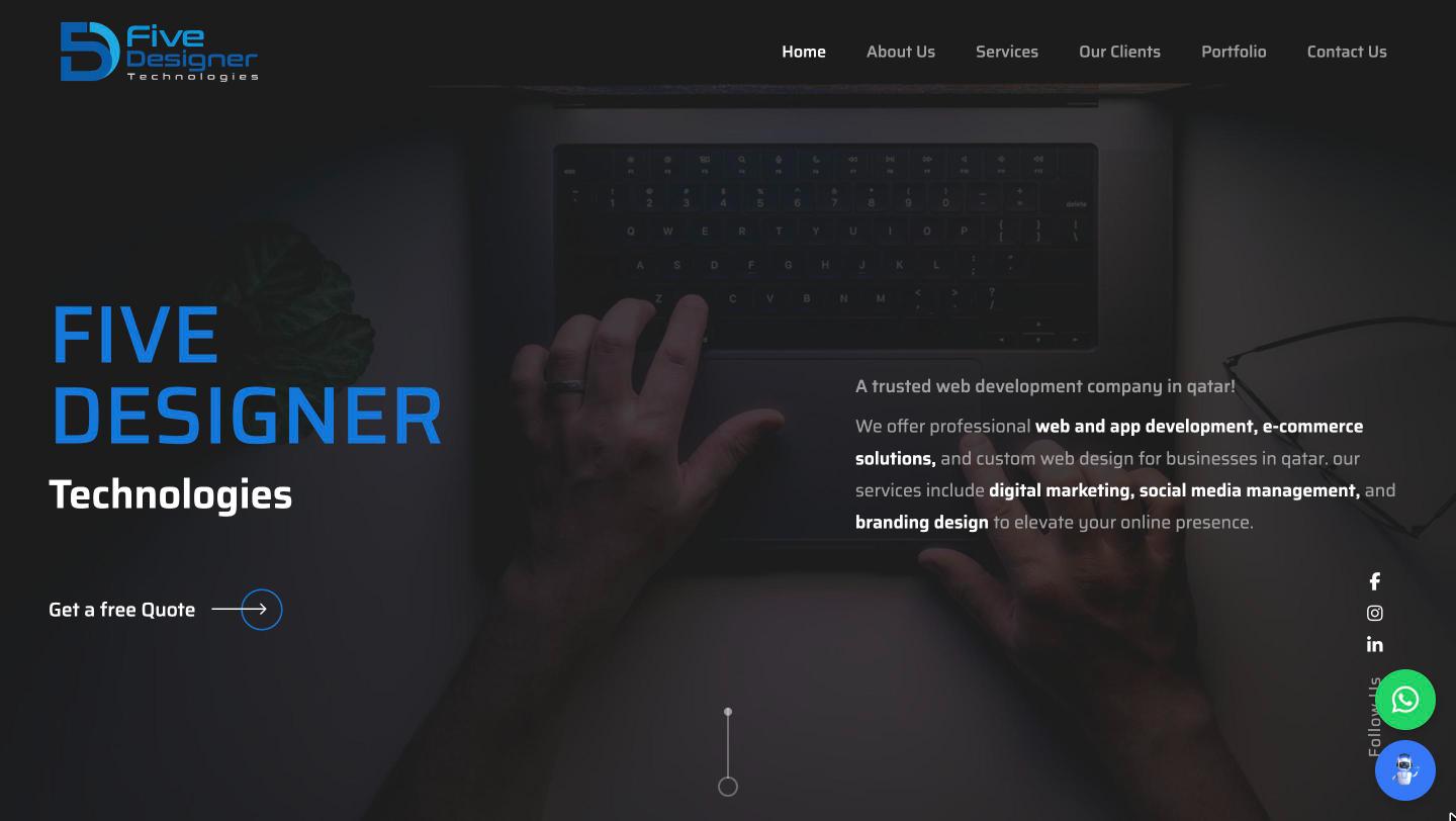 Five Designer Technologies IT company website homepage in Qatar
