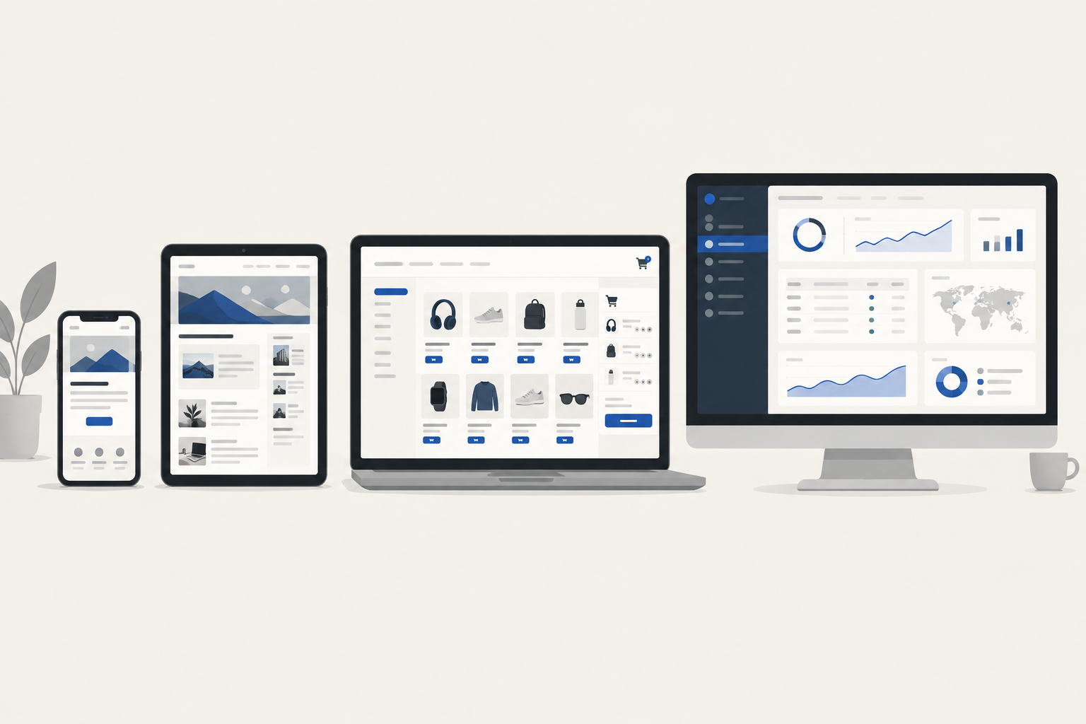 Types of websites from simple business site to ecommerce store and custom portal, showing website development cost levels in Ranchi