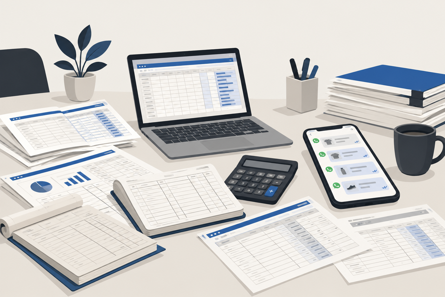 Signs your small business needs ERP software: scattered registers and spreadsheets